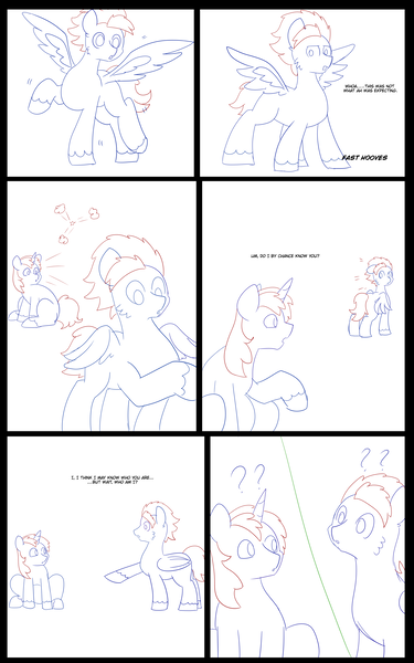 Size: 5000x8000 | Tagged: safe, artist:chedx, author:bigonionbean, derpibooru import, oc, oc:fast hooves, oc:home defence, clydesdale, pony, comic:the fusion flashback, butt, comic, commissioner:bigonionbean, confused, confusion, dialogue, flank, fusion, fusion:fast hooves, fusion:home defence, large butt, magic, panicking, plot, potion, sketch, sketch dump, swelling, wings extended