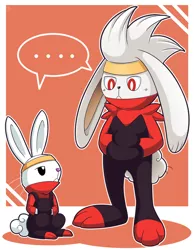 Size: 1006x1294 | Tagged: ..., angel bunny, animal, artist:vavacung, clothes, derpibooru import, headband, overalls, paws, pokémon, pokemon sword and shield, rabbit, raboot, safe, scorbunny, series:isekai no mlp