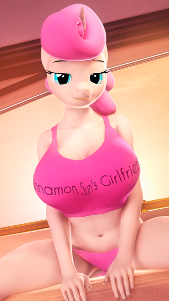 Size: 1080x1920 | Tagged: suggestive, artist:hentype, derpibooru import, twinkleshine, anthro, unicorn, 3d, bedroom eyes, big breasts, breasts, busty twinkleshine, clothes, female, looking at you, mare, panties, sitting, solo, solo female, underwear