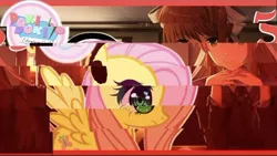 Size: 480x271 | Tagged: safe, artist:vannamelon, derpibooru import, fluttershy, human, pegasus, pony, clothes, doki doki literature club, headphones, moniker, spoilers for another series, thumbnail, vannamelon