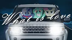 Size: 1920x1080 | Tagged: safe, artist:bastbrushie, derpibooru import, bon bon, lyra heartstrings, minuette, sweetie drops, earth pony, pony, unicorn, car, haddaway, land rover, land rover discovery, wallpaper, what is love, youtube link