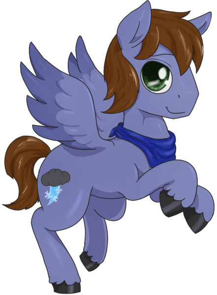 Size: 855x1163 | Tagged: safe, artist:t72b, derpibooru import, oc, oc:pat thundersnow, pegasus, pony, 2020 community collab, derpibooru community collaboration, male, neckerchief, rearing, simple background, smiling, solo, stallion, transparent background