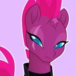 Size: 500x500 | Tagged: safe, artist:reapir, derpibooru import, tempest shadow, pony, unicorn, my little pony: the movie, broken horn, bust, eye scar, female, horn, lidded eyes, mare, movie accurate, scar, solo