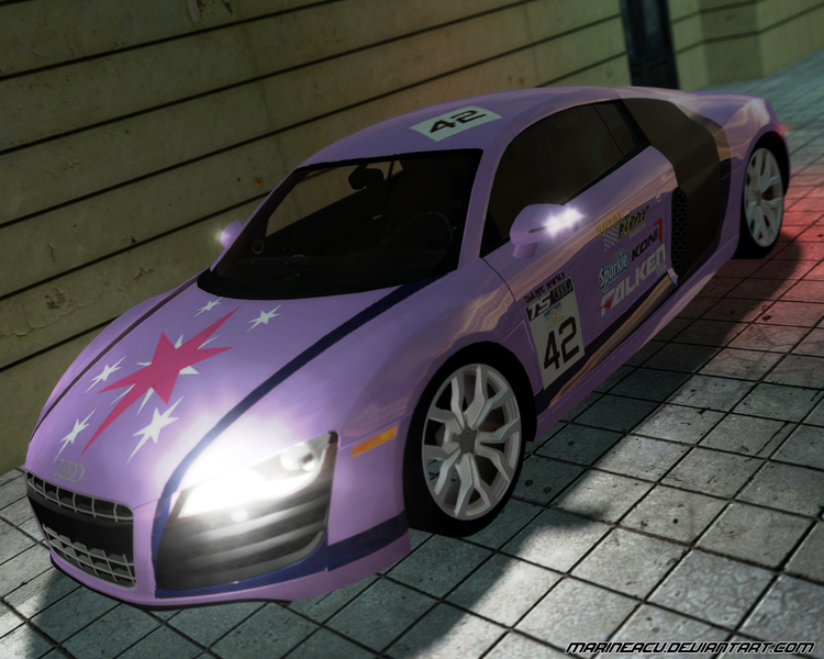 Size: 1280x1024 | Tagged: 3d, artist:marineacu, audi, audi r8, car, cutie mark, derpibooru import, gmod, itasha, safe, twilight sparkle