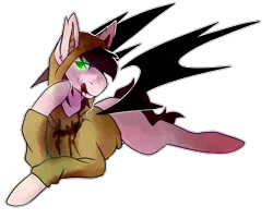 Size: 1664x1336 | Tagged: safe, artist:pomrawr, derpibooru import, oc, oc:melon drop, bat pony, pony, bat pony oc, bat wings, blood, clothes, glowing eyes, hoodie, licking, licking lips, prone, simple background, tongue out, transparent background, wings