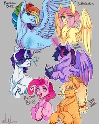 Size: 1600x2000 | Tagged: safe, artist:snowberry, derpibooru import, applejack, fluttershy, pinkie pie, rainbow dash, rarity, twilight sparkle, twilight sparkle (alicorn), alicorn, earth pony, pegasus, pony, unicorn, applejack (male), book, bubble berry, butterscotch, dusk shine, elusive, eye clipping through hair, femboy, magic, male, mane six, muscles, rainbow blitz, rule 63, telekinesis, trap, unshorn fetlocks