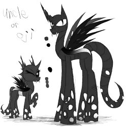 Size: 1200x1200 | Tagged: artist:didun850, black sclera, changeling, changeling oc, derpibooru import, oc, oc:oji, one eye closed, raised hoof, reference sheet, safe, simple background, slit eyes, transparent background, unofficial characters only, white changeling, wink