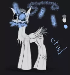 Size: 1200x1300 | Tagged: safe, artist:didun850, derpibooru import, oc, oc:blue, unofficial characters only, alicorn, pony, alicorn oc, black sclera, glowing horn, heterochromia, horn, magic, male, mind break, possessed, reference sheet, solo, sombra eyes, stallion, story included, telekinesis, wings