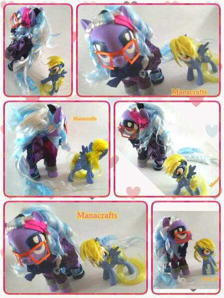 Size: 960x1280 | Tagged: safe, derpibooru import, derpy hooves, sugarcoat, earth pony, ghost, pegasus, pony, undead, equestria girls, clothes, commission, craft, custom, female, figure, figurine, hair styling, handmade, irl, leather, mare, paint, painted, photo, schoolgirl, textiles, toy