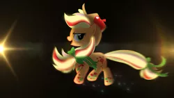 Size: 3840x2160 | Tagged: safe, artist:bastbrushie, derpibooru import, applejack, earth pony, pony, food, lens flare, light, orange, rainbow power, solo, stars