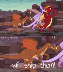 Size: 1277x1450 | Tagged: alicorn, barry, derpibooru import, dragon, dragoness, edit, edited screencap, editor:melisareb, female, garble, gauntlet of fire, meme, prominence, rarity, safe, screencap, shipping, twilight sparkle, twilight sparkle (alicorn)