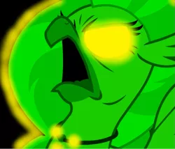 Size: 717x615 | Tagged: angry, beak, cute, derpibooru import, diastreamies, edit, edited screencap, glowing eyes, oc, oc:the supreme being, open beak, open mouth, possessed, safe, screencap, silverrage, silverstream, solo, what lies beneath, yellow eyes