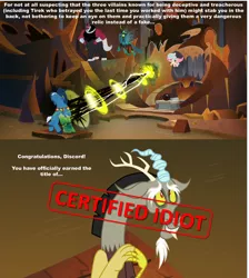 Size: 2016x2255 | Tagged: alicorn, alicornified, antagonist, beard, bell, betrayal, caption, centaur, certified idiot, changeling, changeling queen, cloven hooves, collar, comic, cozycorn, cozy glow, crown, crystal ball, dark magic, derpibooru import, discord, discord drama, draconequus, drama, edit, edited screencap, evil lair, facial hair, female, filly, flying, grogar, grogar's bell, grogar's lair, grogar's orb, horns, image macro, jewelry, lair, lord tirek, magic, magic drain, male, meme, mucus, nervous, op is right, pegasus, queen chrysalis, race swap, ram, regalia, safe, screencap, screencap comic, series finale drama, shackles, sheep, sheepish, slime, text, the ending of the end, ultimate chrysalis, water, wings