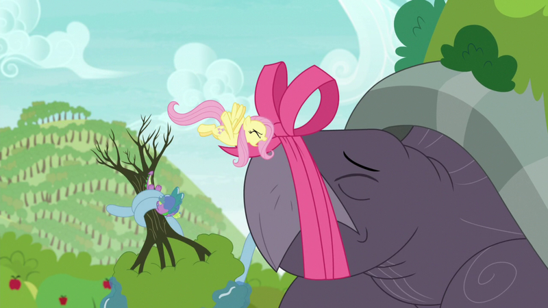 Size: 1920x1080 | Tagged: safe, derpibooru import, screencap, fluttershy, mr. tortoisnap, spike, dragon, between dark and dawn, apple, apple tree, food, giant tortoise, tree, winged spike