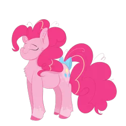 Size: 3200x3200 | Tagged: safe, artist:nyota71, derpibooru import, pinkie pie, earth pony, pony, bow, colored hooves, eyes closed, g5, pinkie pie (g5), redesign, simple background, solo, spots, tail bow, transparent background