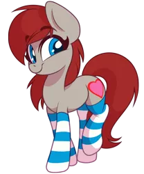 Size: 2366x2839 | Tagged: safe, artist:sharemyshipment, derpibooru import, oc, oc:ponepony, unofficial characters only, earth pony, pony, clothes, happy, heart, simple background, socks, solo, stockings, striped socks, thigh highs, transparent background