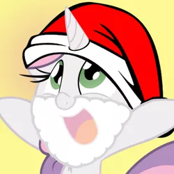 Size: 500x500 | Tagged: safe, artist:anderosextended, derpibooru import, sweetie belle, pony, unicorn, bust, christmas, fake beard, female, filly, hat, holiday, open mouth, portrait, profile, santa beard, santa hat, solo