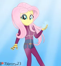 Size: 2357x2526 | Tagged: safe, artist:tabrony23, derpibooru import, fluttershy, human, equestria girls, clothes, cosplay, costume, female, high res, ice, king of fighters, kula diamond, looking at you, patreon, patreon logo, smiling, solo