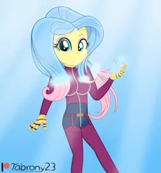 Size: 2357x2526 | Tagged: safe, alternate version, artist:tabrony23, derpibooru import, fluttershy, human, equestria girls, clothes, cosplay, costume, female, high res, ice, king of fighters, kula diamond, looking at you, patreon, patreon logo, smiling, solo