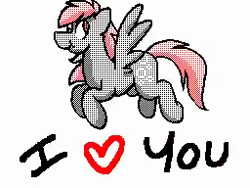 Size: 256x192 | Tagged: safe, artist:longmuzzlepony, derpibooru import, derpy hooves, oc, unofficial characters only, earth pony, pegasus, pony, 2013, abstract, animated, bandana, cute, derp face, derpabetes, flipnote studio, flying, food, frame by frame, grin, guitar, heart, hug, keyboard, muffin, music, musical instrument, parry gripp, simple background, smiling, sound, stars, webm, white background
