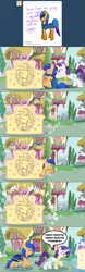 Size: 887x2855 | Tagged: safe, artist:pippy, derpibooru import, rarity, oc, oc:umbrella pony, pony, pinkiepieskitchen, clothes, comic, dress, gala dress, magic, measuring tape