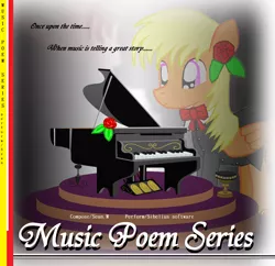 Size: 2000x1936 | Tagged: safe, artist:avchonline, derpibooru import, oc, oc:sean, unofficial characters only, pegasus, pony, bowtie, clothes, colt, cover art, flower, flower in hair, grand piano, male, musical instrument, pegasus oc, piano, solo, suit, wings