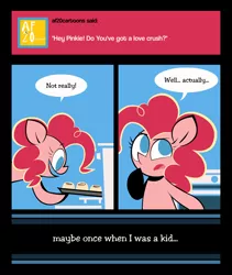 Size: 1200x1425 | Tagged: safe, artist:footsam, derpibooru import, pinkie pie, earth pony, pony, ask pinkie pie and tornado, ask, baking, cinnamon bun, colored, comic, flat colors, food, no catchlights, no pupils, oven, solo, tumblr