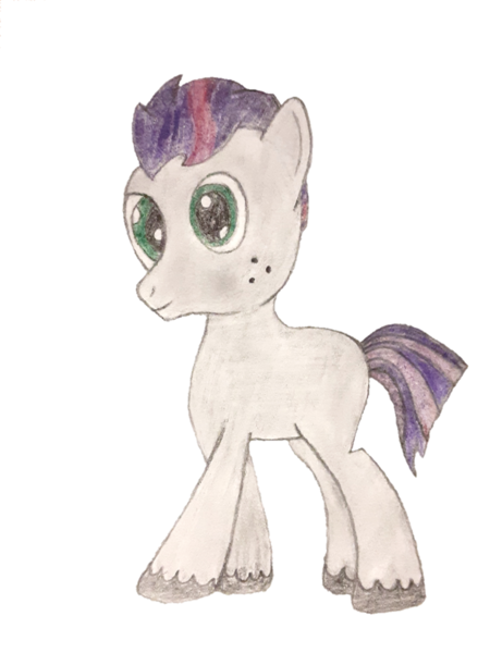 Size: 940x1253 | Tagged: safe, artist:soulless_76, derpibooru import, oc, oc:dawn ash, unofficial characters only, earth pony, pony, 2020 community collab, derpibooru community collaboration, blank flank, colored, freckles, male, no cutie marks yet, photo, simple background, solo, stallion, traditional art, transparent background, unshorn fetlocks