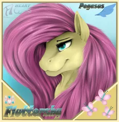 Size: 1249x1281 | Tagged: safe, artist:flareheartmz, derpibooru import, fluttershy, pegasus, pony, bust, portrait, solo