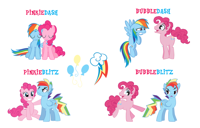 Size: 1151x738 | Tagged: safe, artist:kayman13, artist:trotsworth, derpibooru import, pinkie pie, rainbow dash, earth pony, pegasus, pony, bubble berry, bubbleblitz, bubbledash, eyes closed, female, gay, half r63 shipping, holding, hopping, lesbian, looking at each other, male, mare, pinkieblitz, pinkiedash, rainbow blitz, rule 63, shipping, simple background, straight, tag your it, talking, transparent background, unamused, worried