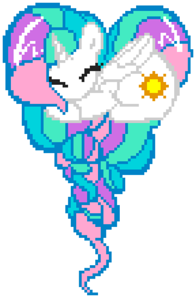 Size: 576x872 | Tagged: safe, artist:allet the cat, artist:pyrestriker, derpibooru import, princess celestia, alicorn, pony, cutie mark, female, heart pony, horn, manepxls, mare, pixel art, pxls.space, simple background, solo, transparent background, wings