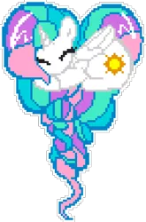 Size: 576x872 | Tagged: safe, artist:allet the cat, artist:pyrestriker, derpibooru import, princess celestia, alicorn, pony, cutie mark, female, heart pony, horn, manepxls, mare, pixel art, pxls.space, simple background, solo, transparent background, wings