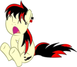 Size: 4000x3499 | Tagged: safe, artist:strawbellycake, derpibooru import, oc, oc:raven fear, pony, simple background, sitting, solo, transparent background, upset, whining