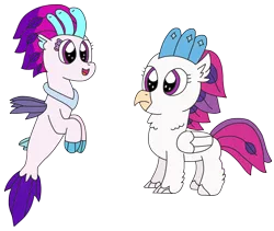 Size: 2522x2131 | Tagged: artist:supahdonarudo, birb, classical hippogriff, cute, derpibooru import, female, filly novo, fluffy, hippogriff, my little pony: the movie, novobetes, queen novo, safe, seapony (g4), simple background, transparent background, younger