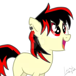 Size: 894x894 | Tagged: safe, artist:luuandherdraws, derpibooru import, oc, oc:raven fear, pony, deviantart watermark, gasp, happy, missing cutie mark, obtrusive watermark, oh my, oh my gosh, signature, solo, vector, watermark