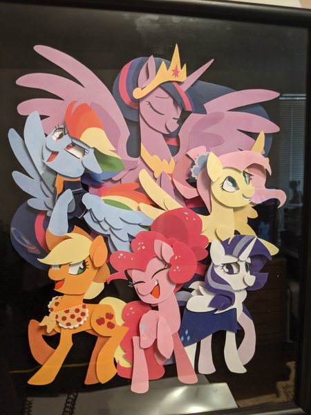 Size: 3024x4032 | Tagged: source needed, safe, artist:kuragekami, artist:pinweena30, derpibooru import, applejack, fluttershy, pinkie pie, princess twilight 2.0, rainbow dash, rarity, twilight sparkle, twilight sparkle (alicorn), alicorn, earth pony, pegasus, pony, unicorn, the last problem, big crown thingy 2.0, cape, clothes, cowboy hat, eyes closed, female, hat, mane six, mare, older, older applejack, older fluttershy, older mane six, older pinkie pie, older rainbow dash, older rarity, older twilight, scarf, shadowbox, smiling