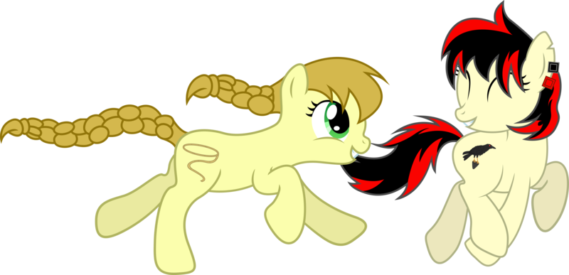 Size: 9831x4756 | Tagged: safe, artist:shadyhorseman, derpibooru import, oc, oc:lassie jack, oc:raven fear, pony, absurd resolution, having fun, high res, racing, running, vector