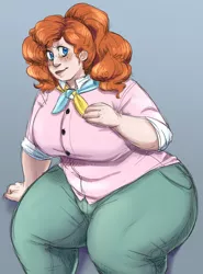 Size: 888x1200 | Tagged: artist:cottoncloudy, big breasts, breasts, busty pinkie pie, butt, chubbie pie, chubby, cis, cis girl, cute, derpibooru import, fat, freckles, huge breasts, huge butt, human, humanized, large butt, natural hair color, pinkie pie, pinkie thighs, pudgy pie, suggestive, thick, thighs, thunder thighs