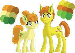 Size: 5974x4230 | Tagged: safe, artist:songbirddeige, derpibooru import, carrot cake, carrot top, golden harvest, pony, headcanon, siblings, simple background, transparent background