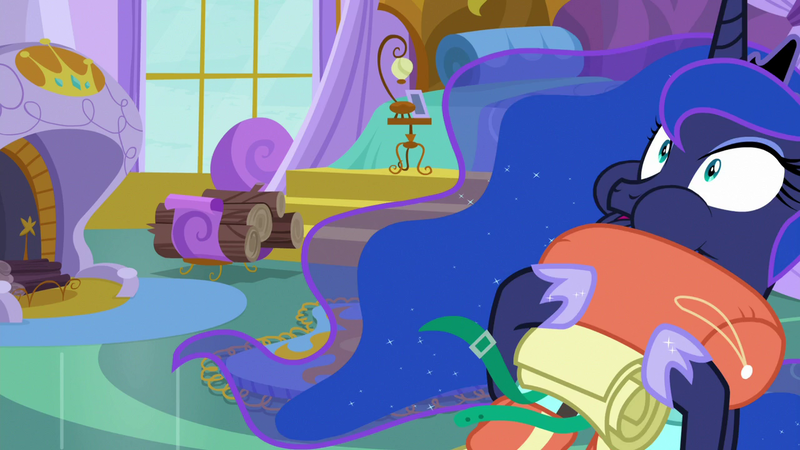 Size: 1280x720 | Tagged: safe, derpibooru import, screencap, princess luna, pony, between dark and dawn, fireplace, log, solo