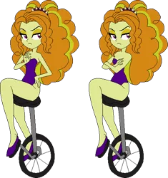 Size: 544x578 | Tagged: safe, artist:erichgrooms3, artist:selenaede, derpibooru import, adagio dazzle, equestria girls, arms folded, bare arms, bare shoulders, base used, clothes, cute, dagibetes, female, frown, headband, legs, leotard, sexy, shoes, simple background, sitting, solo, stupid sexy adagio dazzle, transparent background, unicycle, vector