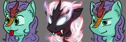 Size: 600x200 | Tagged: safe, artist:skydreams, derpibooru import, kirin oc, oc, oc:searing cold, unofficial characters only, kirin, nirik, :p, commission, emoji, emotes, male, nirik oc, smiling, smirk, stallion, tongue out