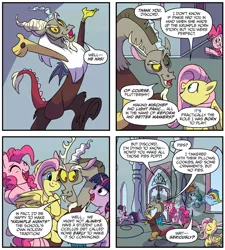 Size: 1974x2194 | Tagged: safe, artist:nanook123, derpibooru import, idw, discord, fluttershy, pinkie pie, rainbow dash, twilight sparkle, twilight sparkle (alicorn), alicorn, draconequus, earth pony, pegasus, pony, spoiler:comic, spoiler:comicholiday2019, ominous shadow