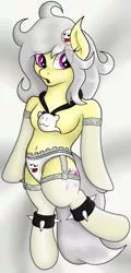 Size: 1632x3392 | Tagged: suggestive, alternate version, artist:big brawler, derpibooru import, oc, oc:spettra, oc:spokey, pony, semi-anthro, belly button, bracelet, clothes, face print underwear, frilly underwear, garters, jewelry, necklace, remake, rule 63, socks, spiked wristband, stockings, thigh highs, underwear, white underwear, wristband