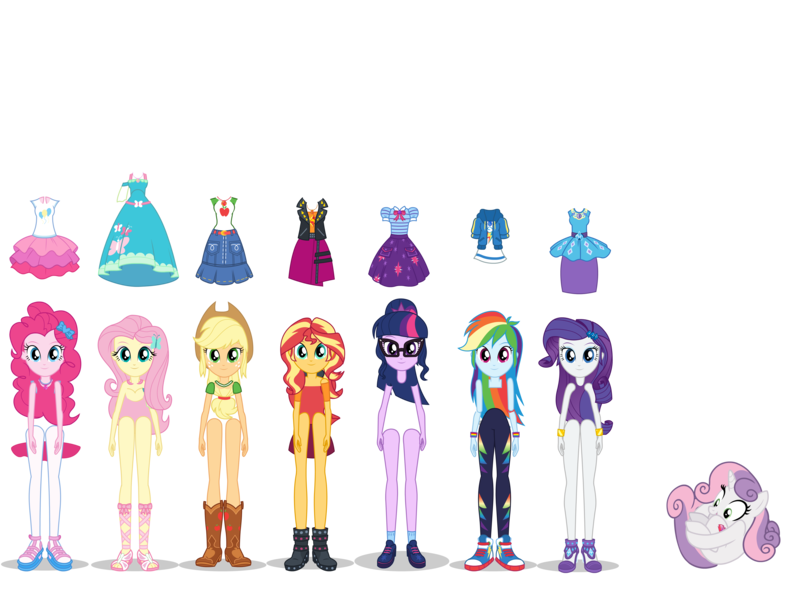 Size: 6600x4950 | Tagged: safe, derpibooru import, applejack, fluttershy, pinkie pie, rainbow dash, rarity, sci-twi, sunset shimmer, sweetie belle, twilight sparkle, pony, unicorn, equestria girls, growing up is hard to do, clothes, cursed image, flash puppet, humane five, humane seven, humane six, image, older, older sweetie belle, png