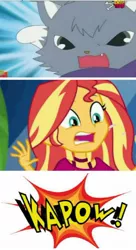 Size: 798x1471 | Tagged: safe, artist:mega-poneo, derpibooru import, edit, sunset shimmer, equestria girls, equestria girls series, i'm on a yacht, my little pony: the movie, spoiler:eqg series (season 2), abuse, dian, jewelpet, kapow, mega poneo strikes again, ouch, punch, sanrio, sega, shimmerbuse