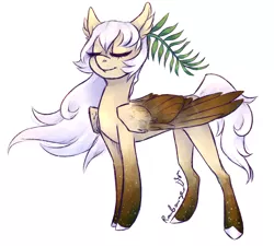 Size: 2584x2321 | Tagged: safe, artist:leechetious, derpibooru import, oc, oc:coconut frost, unofficial characters only, pegasus, pony, colored hooves, eyes closed, pegasus oc, simple background, white background, wings