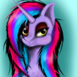 Size: 800x800 | Tagged: safe, artist:auroraswirls, derpibooru import, oc, oc:nebula nova, unofficial characters only, pony, unicorn, bust, female, gradient background, horn, mare, solo, unicorn oc