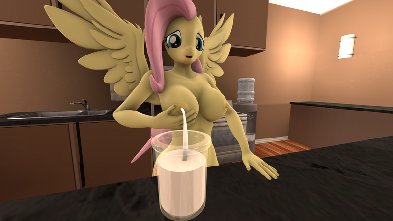 Size: 1920x1080 | Tagged: questionable, artist:lance-pizon, derpibooru import, fluttershy, anthro, bat pony, pegasus, 3d, breast milk, breasts, busty fluttershy, female, flutterbat, fluttermilk, lactation, milk, milking, milk squirt, nipples, nudity, race swap, revamped anthros, solo, solo female, source filmmaker