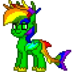 Size: 800x800 | Tagged: safe, artist:bravewind, derpibooru import, edit, oc, oc:bravewind, unofficial characters only, original species, pony, pony town, antlers, bat wings, donut steel, multicolored hair, original character do not steal, rainbow antlers, rainbow hair, rainbow tail, shark tail, simple background, transparent background, wings